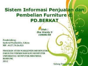 Sistem Informasi Penjualan dan Pembelian Furniture di PD