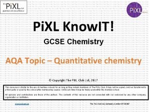 Pixl knowit gcse chemistry quantitative