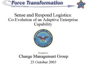 Sense and response logistics