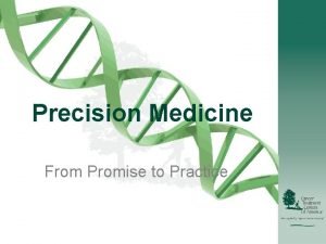 Precision Medicine From Promise to Practice PRECISION ONCOLOGY