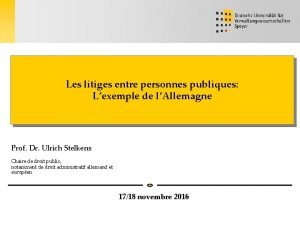 Les litiges entre personnes publiques Lexemple de lAllemagne