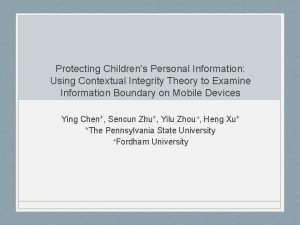Contextual integrity Contextual integrity
