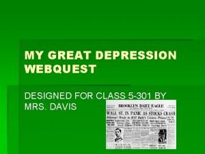 Great depression webquest