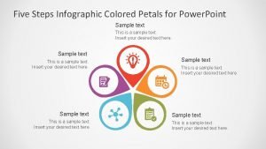 Five Steps Infographic Colored Petals for Power Point