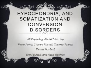 HYPOCHONDRIA AND SOMATIZATION AND CONVERSION DISORDERS AP Psychology