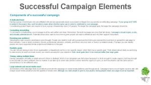 Components of campaign plan Components of campaign plan