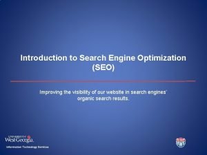 Introduction to Search Engine Optimization SEO Improving the