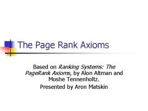 The Page Rank Axioms Based on Ranking Systems