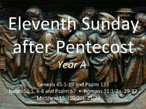 Eleventh Sunday after Pentecost Year A Genesis 45