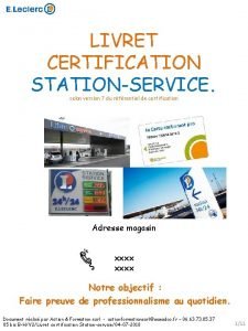 LIVRET CERTIFICATION STATIONSERVICE selon version 7 du rfrentiel