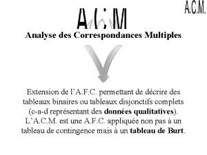 Analyse des Correspondances Multiples Extension de lA F