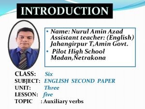 INTRODUCTION Name Nurul Amin Azad Assistant teacher English