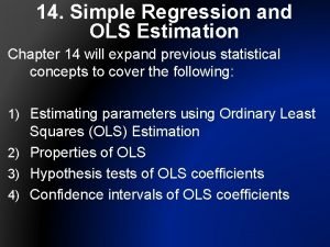 14 Simple Regression and OLS Estimation Chapter 14