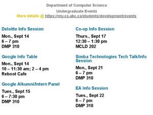 Department of Computer Science Undergraduate Events More details