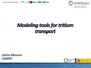 Modeling tools for tritium transport Carlos Moreno CIEMAT