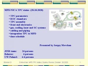 MPDNICA TPC status 28 10 2020 TPC parameters