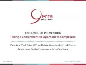 AN OUNCE OF PREVENTION Taking a Comprehensive Approach