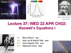 Physics 2113 Jonathan Dowling James Clerk Maxwell 1831