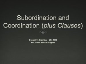 Coordination in grammar