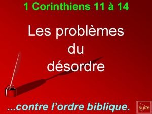 1 Corinthiens 11 14 Les problmes du dsordre