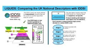 LIQUIDS Comparing the UK National Descriptors with IDDSI