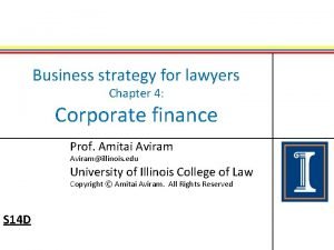 Business strategy for lawyers Chapter 4 Corporate finance