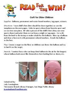 Balloon Feet Craft for Older Children Supplies Balloons
