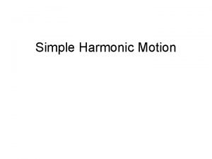 Simple Harmonic Motion Spring Constant K The constant