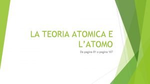 LA TEORIA ATOMICA E LATOMO Da pagina 81