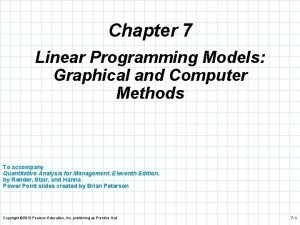 Linear programming models graphical and computer methods