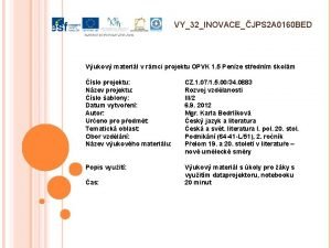 VY32INOVACEJPS 2 A 0160 BED Vukov materil v