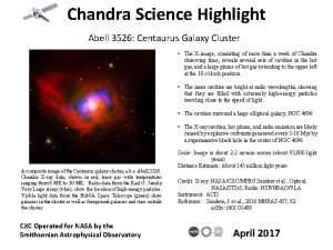 Chandra Science Highlight Abell 3526 Centaurus Galaxy Cluster