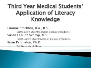 Third Year Medical Students Application of Literacy Knowledge