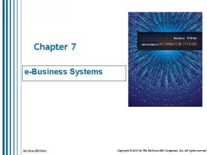 Chapter 7 eBusiness Systems Mc GrawHillIrwin Copyright 2013