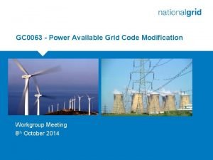 GC 0063 Power Available Grid Code Modification Place