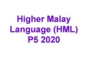Higher Malay Language HML P 5 2020 Cikgu