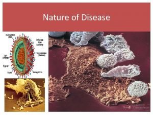 Nature of Disease Defense against pathogens Pathogen an