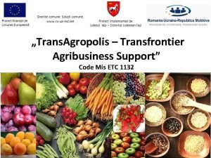 Trans Agropolis Transfrontier Agribusiness Support Code Mis ETC