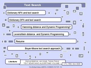 Dictionary NFA and text search A Dictionary DFA