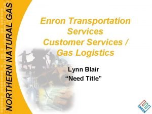 NORTHERN NATURAL GAS Enron Transportation Services Customer Services