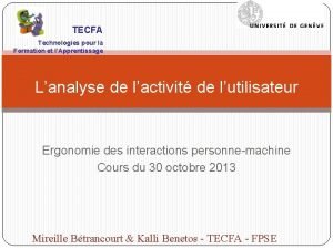 TECFA Technologies pour la Formation et lApprentissage Lanalyse