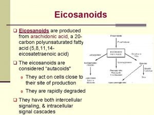 Eicosanoids q Eicosanoids are produced from arachidonic acid