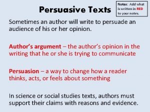 Persuasive writing notes