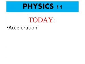 PHYSICS 11 TODAY Acceleration Grading Scale for Physics