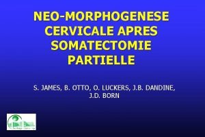 NEOMORPHOGENESE CERVICALE APRES SOMATECTOMIE PARTIELLE S JAMES B