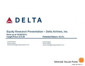 Equity Research Presentation Delta Airlines Inc Price as