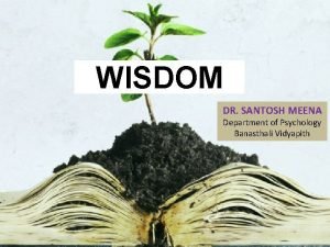 WISDOM DR SANTOSH MEENA Department of Psychology Banasthali