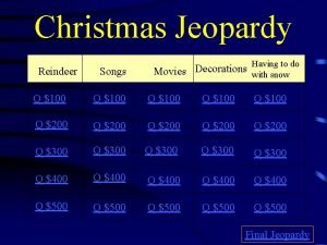 Christmas Jeopardy Reindeer Songs Having to do Decorations