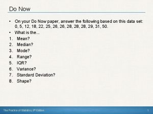 Do Now On your Do Now paper answer