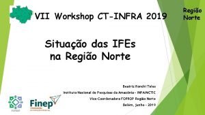 VII Workshop CTINFRA 2019 Situao das IFEs na